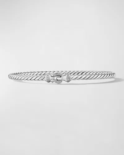 David Yurman Buckle Classic Cable Bracelet With Diamonds In Silver, 3mm In Adi