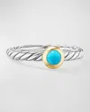 David Yurman Cable Flex Ring With Gemstone In Silver And 14k Gold, 2.8mm In Btq