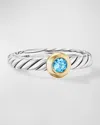 David Yurman Cable Flex Ring With Gemstone In Silver And 14k Gold, 2.8mm In Abt