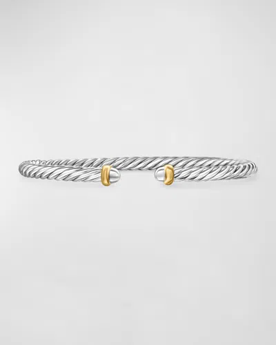 David Yurman Cable Flex Bracelet With Gemstone In Silver And 14k Gold, 4mm In Two Tone