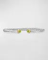 David Yurman Cable Flex Bracelet With Gemstone In Silver And 14k Gold, 4mm In Peridot