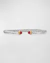 David Yurman Cable Flex Bracelet With Gemstone In Silver And 14k Gold, 4mm In Rhodolite Garnet