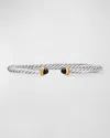 David Yurman Cable Flex Bracelet With Gemstone In Silver And 14k Gold, 4mm In Black Onyx