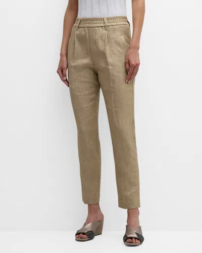 Brunello Cucinelli Two-tone Straight-leg Pants In C004 Gold