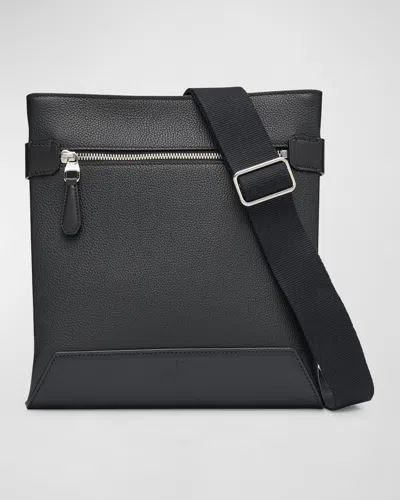 Dunhill 1893 Harness Full-grain Leather Messenger Bag In Black