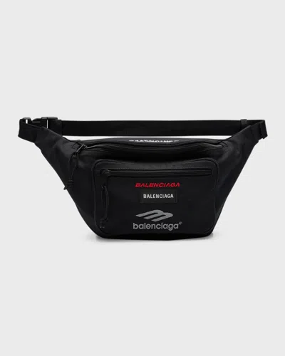Balenciaga Men's Explorer Multilogo Belt Bag In Black