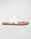 Bernardo Leather Flat Thong Slide Sandals In White Glove Leather