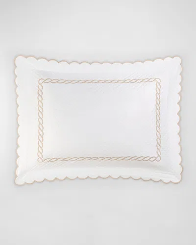 Matouk Classic Chain Scallop Matelasse Standard Sham In Dune