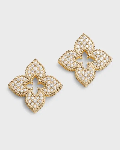 Roberto Coin 18k Yellow Gold Venetian Princess Diamond Flower Earrings