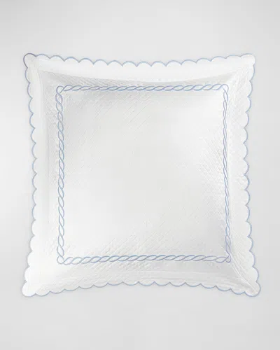 Matouk Classic Chain Scallop Matelasse Euro Sham In Light Blue