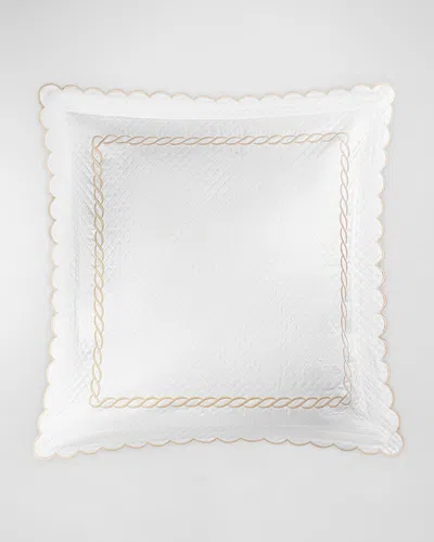 Matouk Classic Chain Scallop Matelasse Euro Sham In Dune