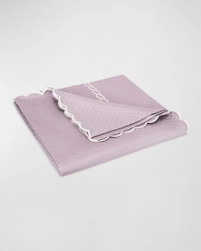 Matouk Classic Chain Scallop Matelasse King Coverlet In Deep Lilac/bone