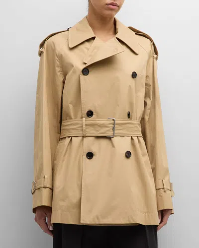 Burberry Belted Oversized Double-breasted Trench Coat In Flax