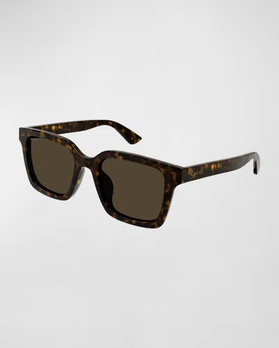 Gucci Men's Plastic Rectangle Sunglasses In Avana