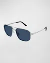 Cartier Sunglasses Ct0462s In 002smooth And Brushed Platinum Finish