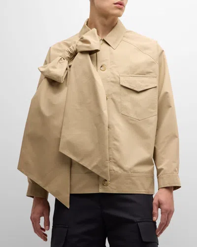 Simone Rocha Cotton-blend Bow Jacket In Taupe