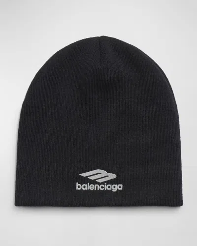 Balenciaga Men's 3b Sports Icon Skiwear Beanie Hat In Noir