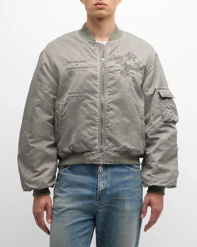 Represent Mens Khaki Horizons Flight Brand-embroidered Regular-fit Shell Bomber Jacket