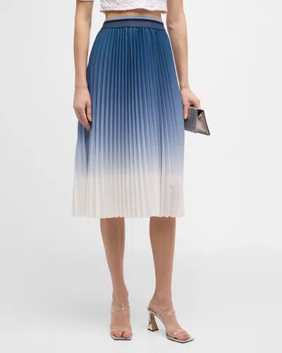 Le Superbe Pleated Ombre Skirt In Navy Ombre