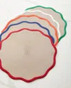 Deborah Rhodes Spring Scallop Border Placemats, Set Of 4 In Coral