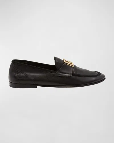 Dolce & Gabbana Men's Dg Leather Loafers In Black