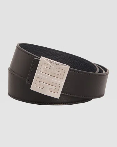 Givenchy Men's 4g-buckle Reversible Leather Belt In Dark Grey/grey