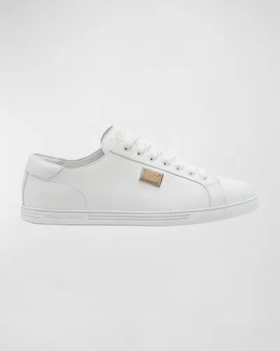 Dolce & Gabbana Men's Saint Tropez Logo Plaque Low-top Sneakers In White