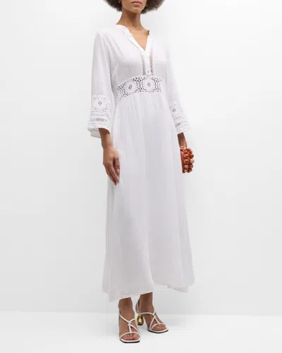 Honorine Brigitte Lace-trim Maxi Dress In White