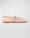 Black Suede Studio Mika Net Mary Jane Ballerina Flats In Nude