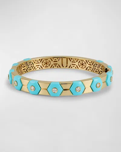 Miseno Baia Sommersa Bangle With Turquoise And Diamonds In Gold
