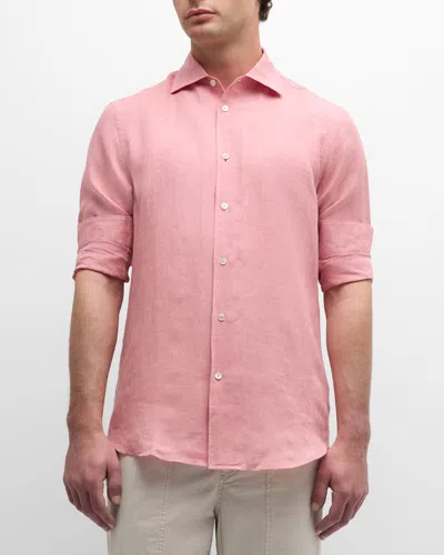 Paul Smith Linen Shirt In Bright Pink