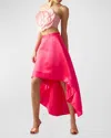 Cynthia Rowley High-low A-line Satin Maxi Skirt In Hot Pink