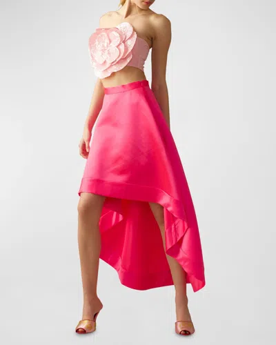 Cynthia Rowley High-low A-line Satin Maxi Skirt In Hot Pink