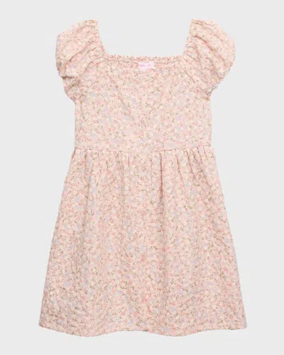 Design History Kids' Girl's Micro-floral Print Dress In Pink Combo