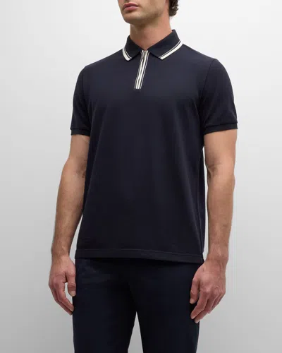 Loro Piana Men's Comfort Pique Quarter-zip Polo Shirt In Blue Navy