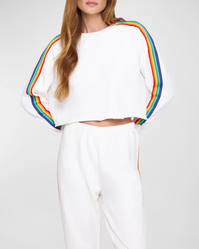 Spiritual Gangster Rainbow Cropped Pullover In White