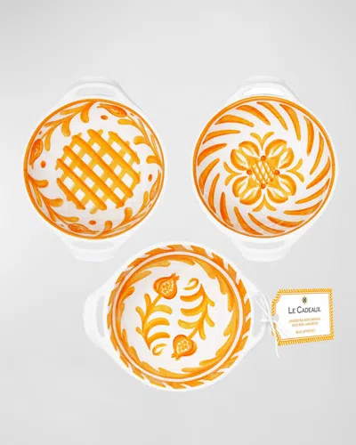 Le Cadeaux Sicily Mini Assorted Serving Bowls, Set Of 3 In Cream, Orange