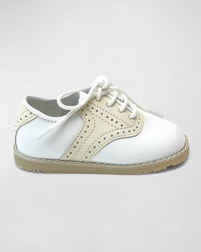 L'amour Shoes Boy's Luke Two-tone Leather Saddle Shoes, Baby/toddler/kids In Beige
