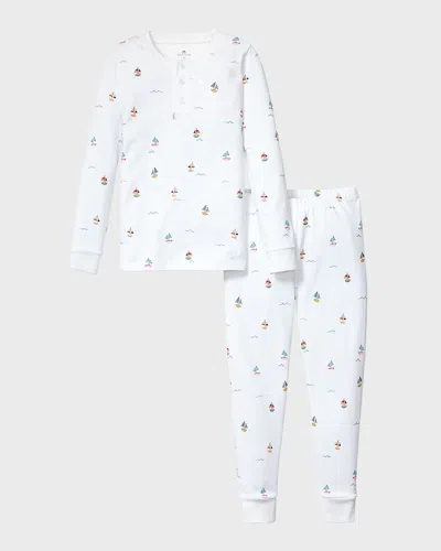 Petite Plume Kid's Pima Cotton Snug Fit Pajama Set In Bateau