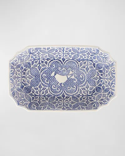 Vietri Uccello Blu Oval Bowl In Blue