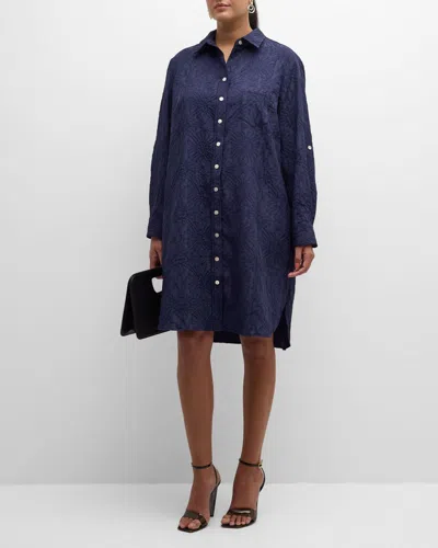 Finley Plus Size Alex Jacquard Midi Shirtdress In Navy