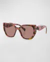 Prada Geometric Square Acetate Sunglasses In Brown/pink Solid