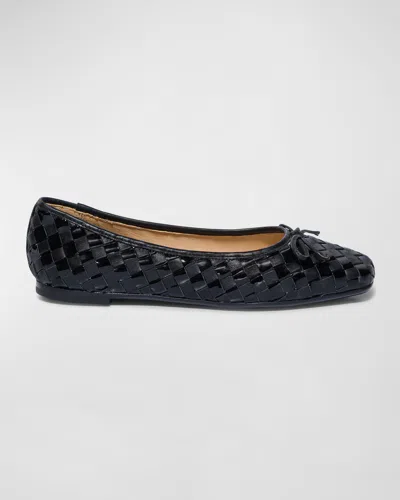 Bernardo Gwynn Woven Leather Ballerina Flats In Black