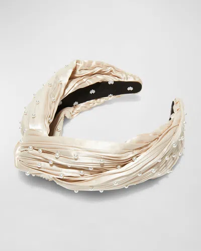 Lele Sadoughi Women's Gretta Pearl-embellished Satin Headband In Bisque