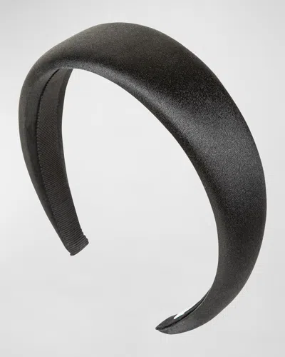 Jennifer Behr Kate Padded Satin Headband In Black