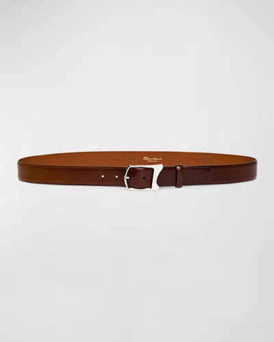 Santoni Men's Cintura Leather Belt In Brown