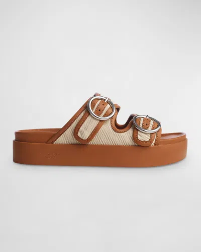 Rag & Bone Geo Buckle Platform Sandals In Natural