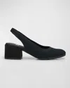 Eileen Fisher Stretch Canvas Slingback Pumps In Black