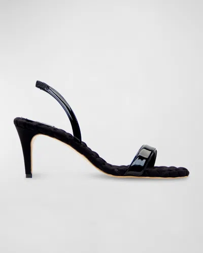 Aera Claudia Faux Patent Slingback Sandals In Black