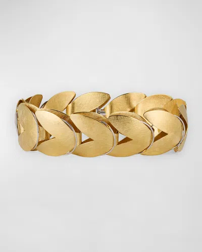 Nm Estate Estate Pur 18k Yellow Gold And Platinum Textured Fishtail Link Bracelet